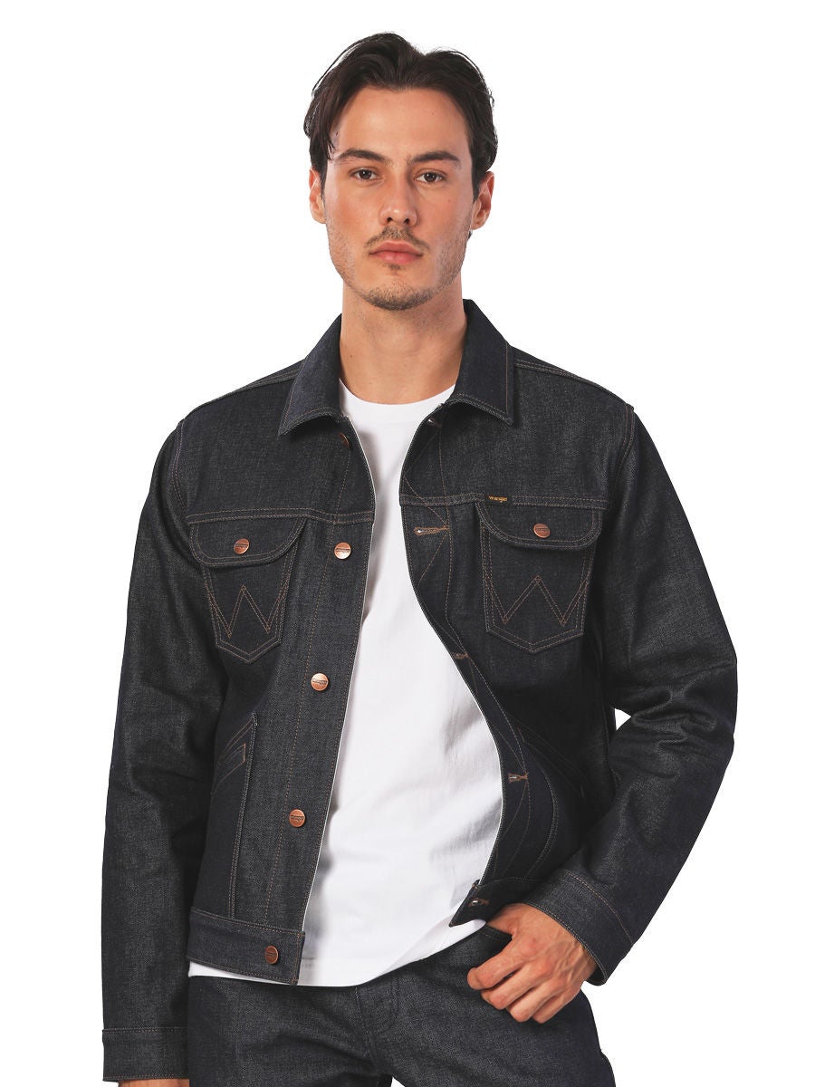 Wrangler black denim on sale jacket