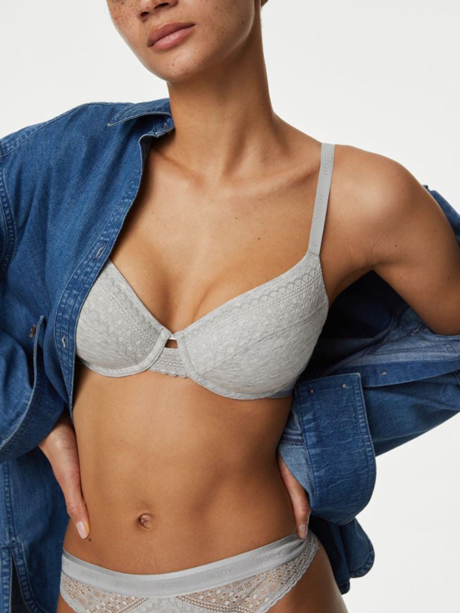 e-Tax  20.0% OFF on Marks & Spencer Women T-Shirt Wired Bra Cotton With  Cool Comfort Grey Marl