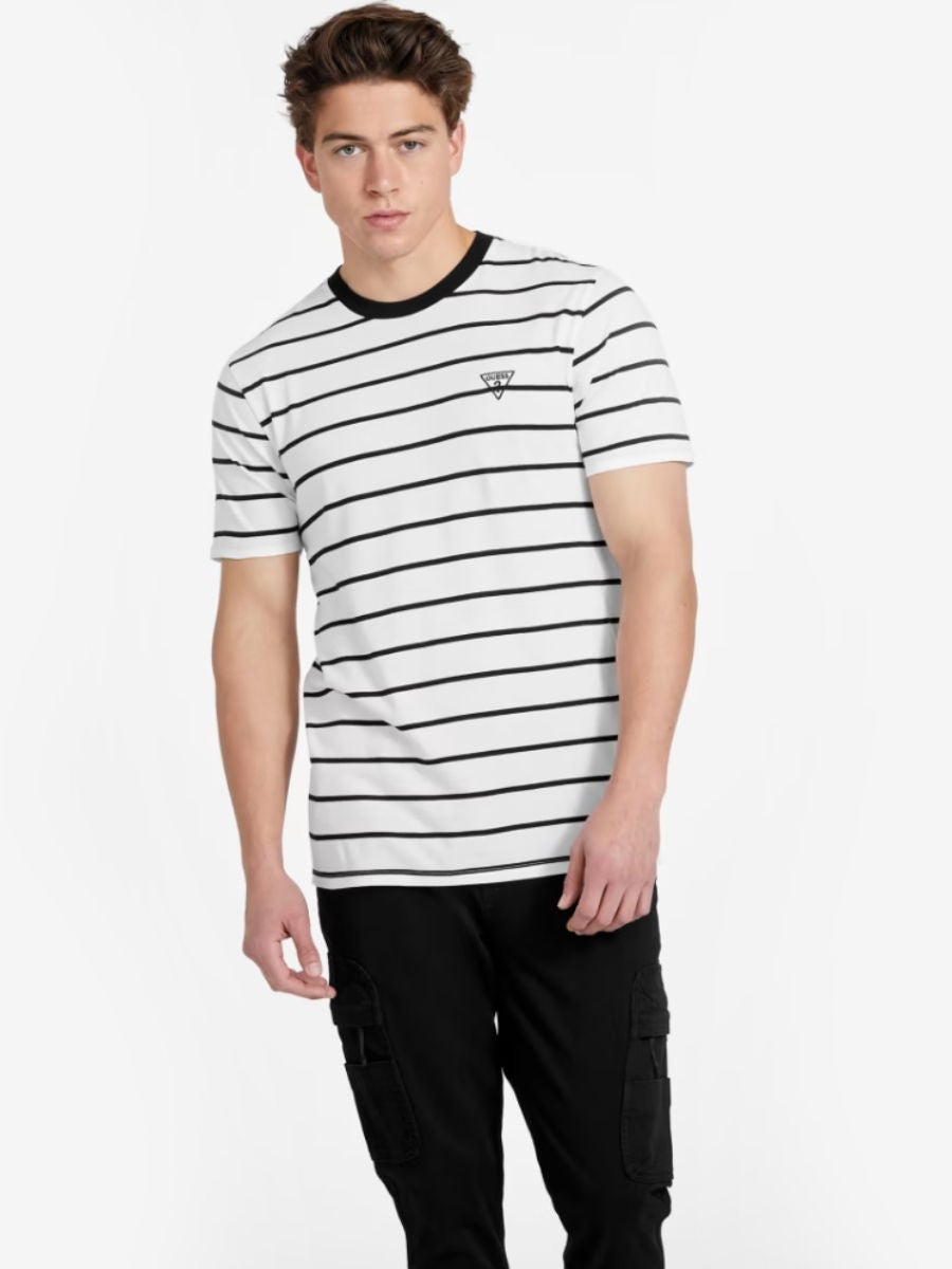 Larry　MEN　Tee　on　Striped　OFF　Eco　GUESS　70.0%　White