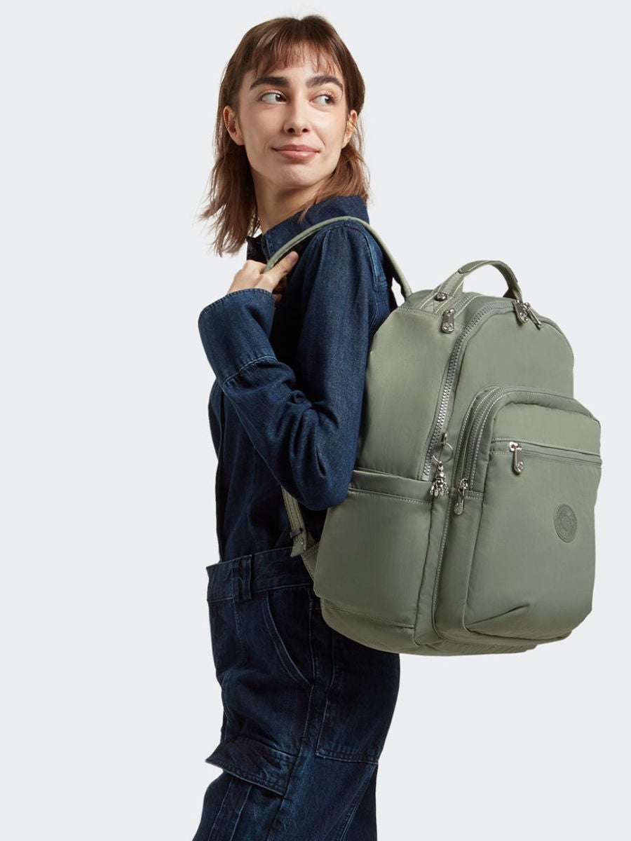 Kipling leather best sale backpack womens