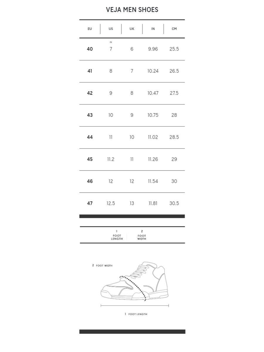 Veja Men's Shoes Size Guide Cheap Sale | emergencydentistry.com