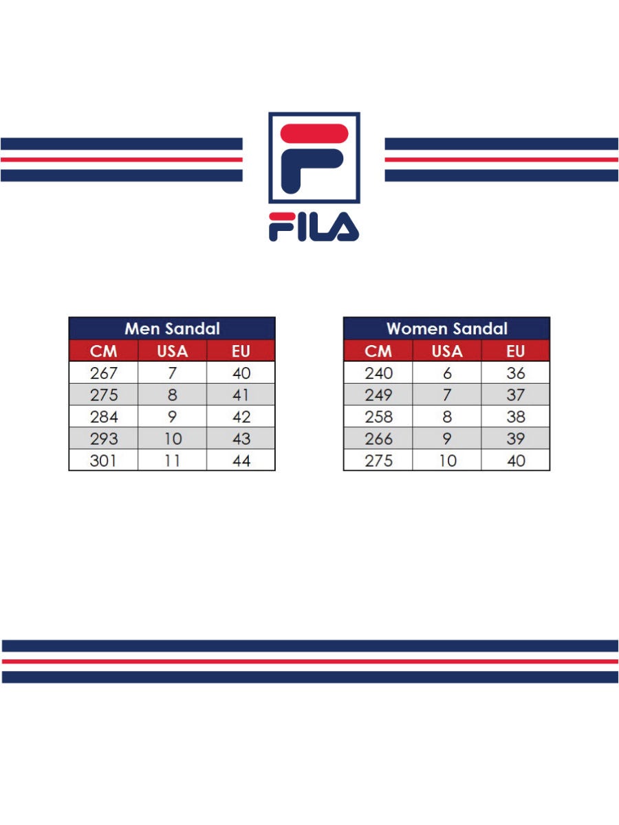 Fila shoes 2024 chart size