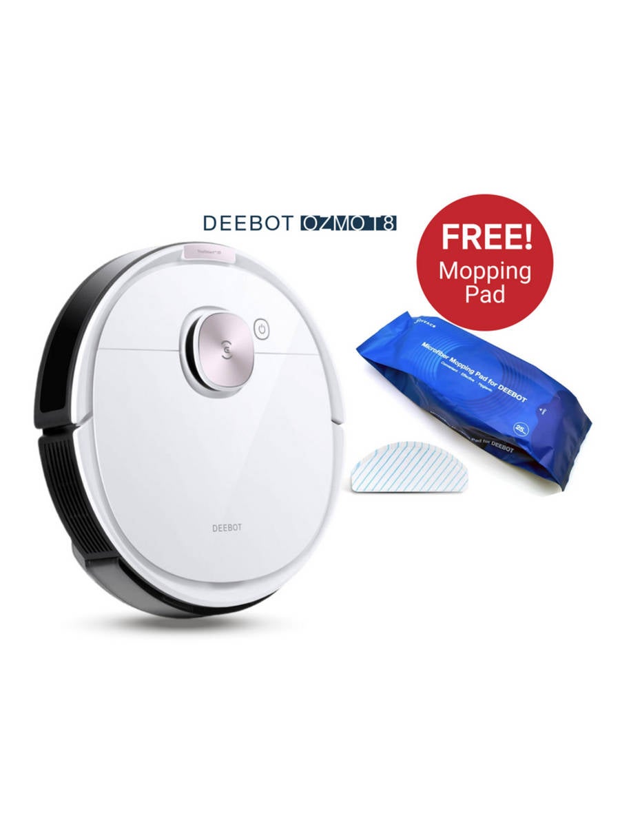 ECOVACS Robotic Vacuum Cleaner DEEBOT OZMO T8 (40W, 0.42, White