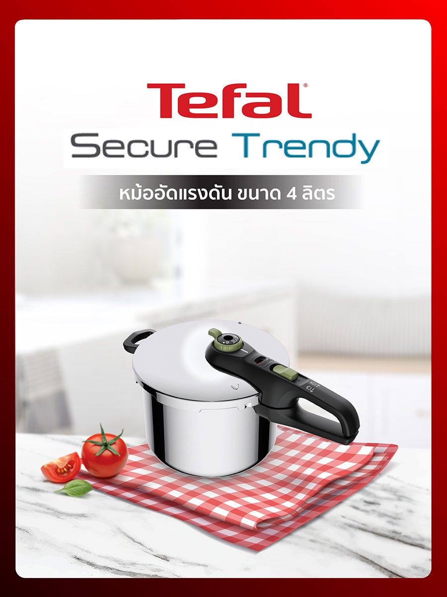 28.67 OFF on TEFAL Pressure Cooker Secure Trendy 4 L P2580400 Silver