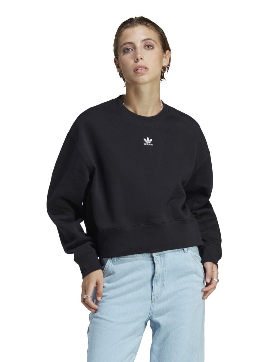 Adidas originals sweatshirt with discount central trefoil logo in blac