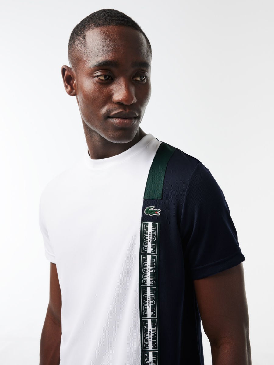 e Tax LACOSTE White Men s Regular Fit Recycled Fabric Tennis T