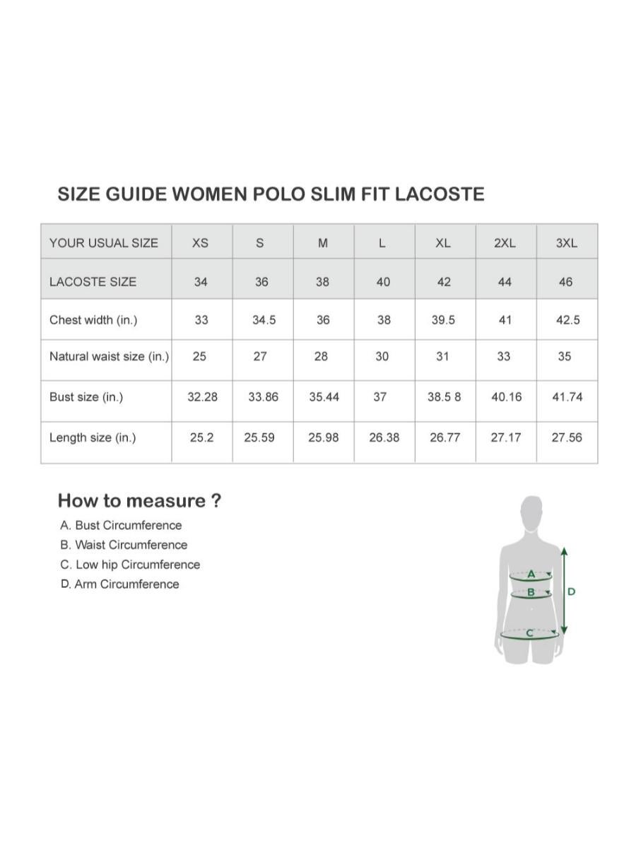 Lacoste women's deals size guide