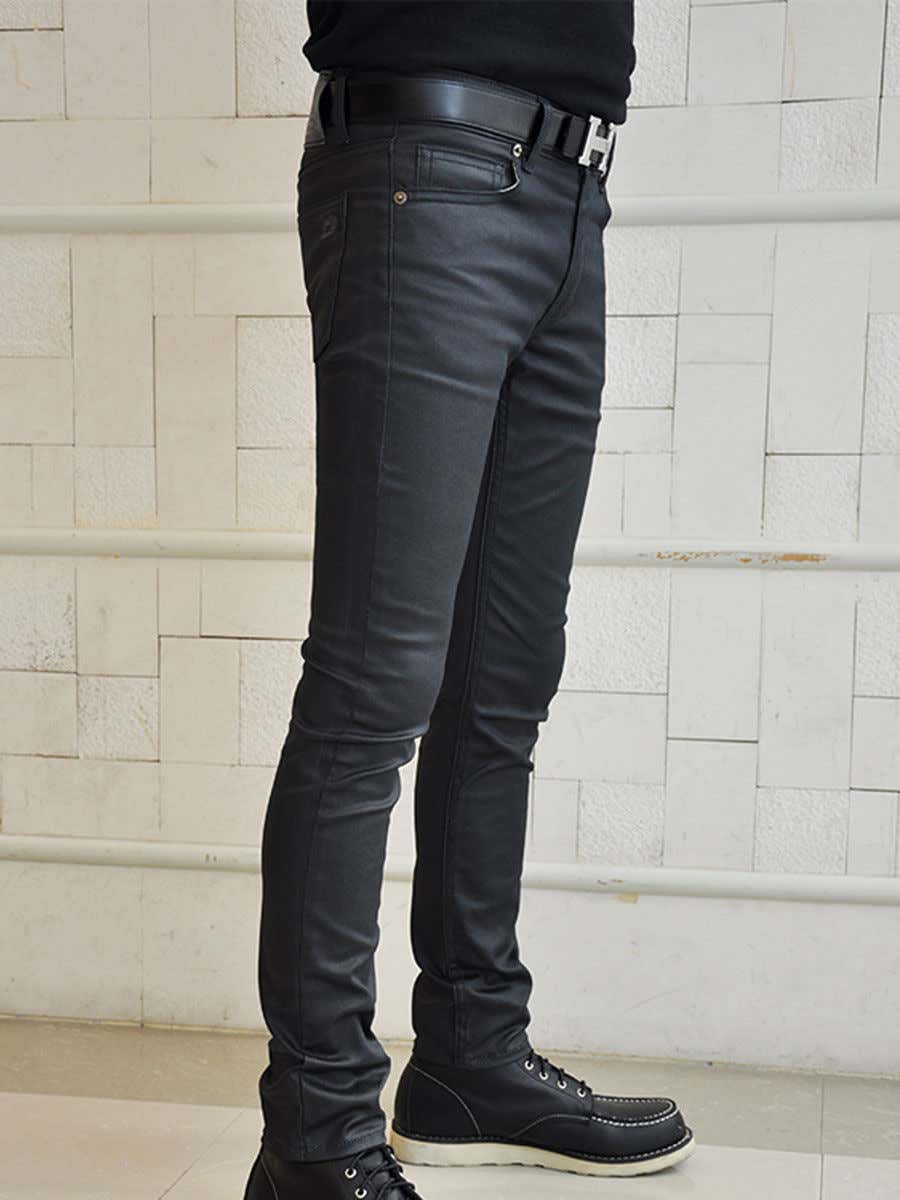 Coated skinny fit jeans