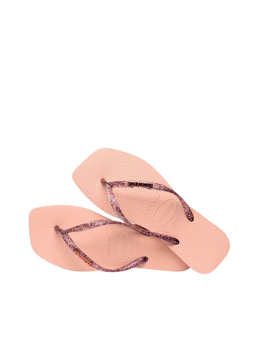 Havaianas slim logo on sale metallic flip flops