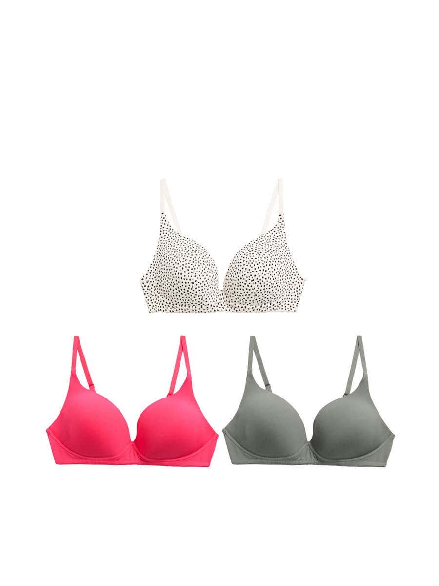 Marks & Spencer Wired Plunge T-shirt Bras A-e - Multi-color (Pack of 3)