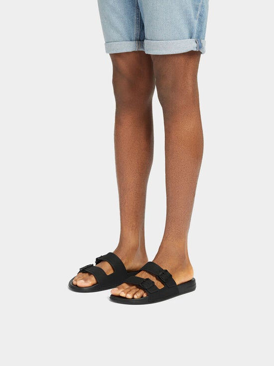 10.0% OFF on FitFlop™ MEN'S IQUSHION TWO-BAR BUCKLE SLIDES BLACK