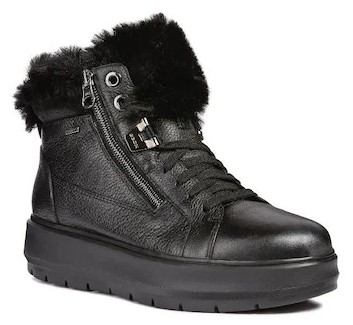 Fleece-Lined Boots GEOX LEATHER BLK