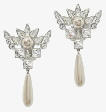 Gucci Silver-tone, crystal and faux pearl clip earrings