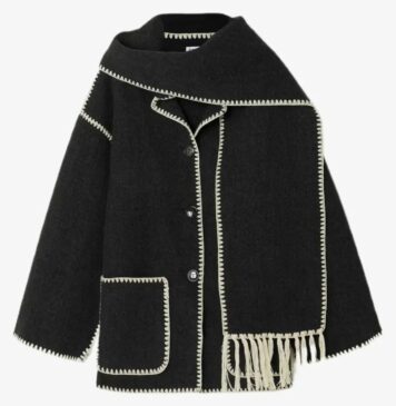 Totême draped fringed wool-blend jacket